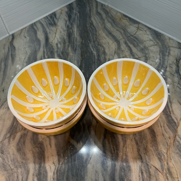 Set of 4 HAMMOND GROVES Citrus Textured Fruit GRAPEFRUIT BOWL Teeth Yellow - Picture 6 of 8